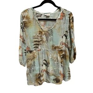 Tianello Geisha and temple print with pockets rayon Size Medium